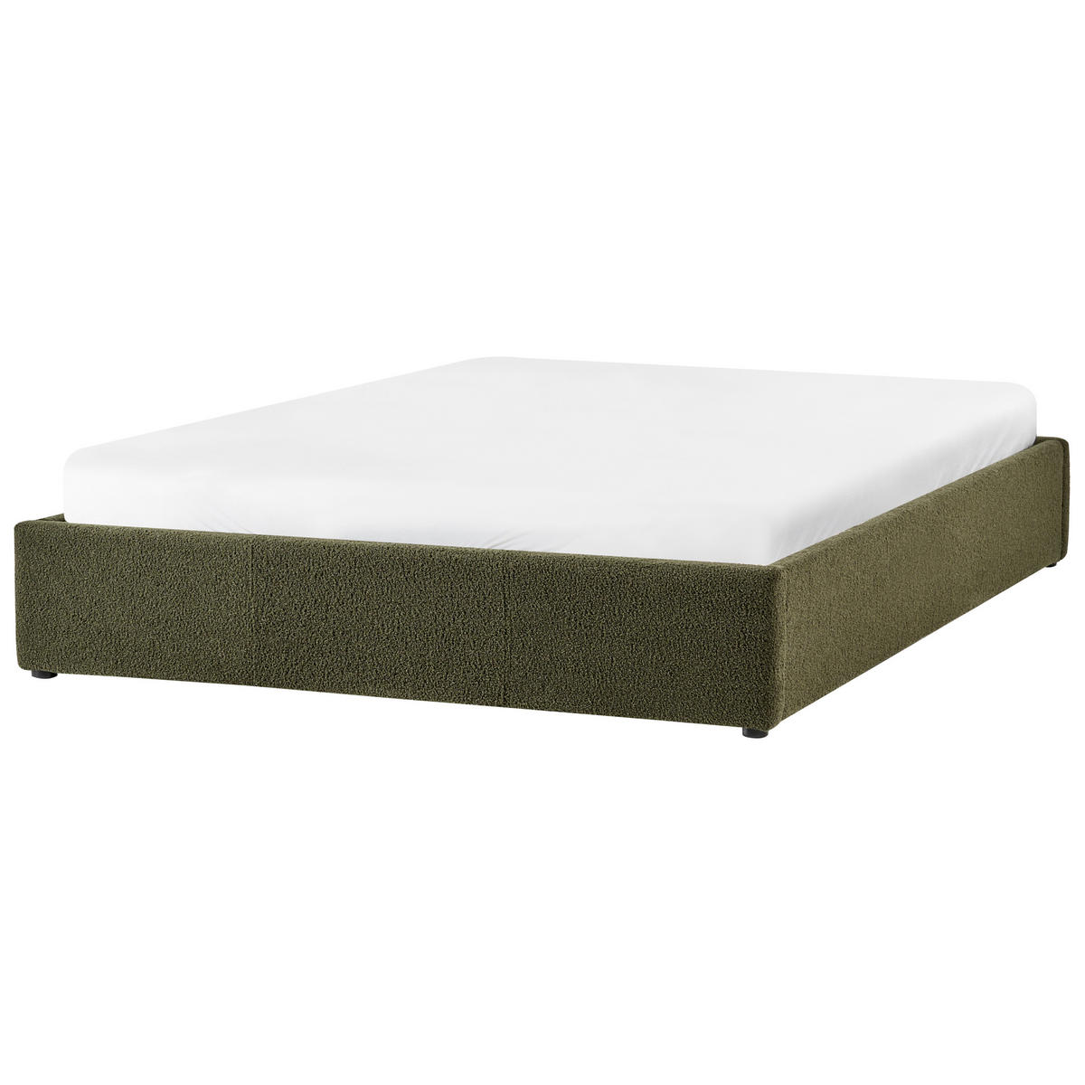 BETT Bouclé 160/200 cm Dunkelgrün Dinan - Grün, Textil (160/200cm) - Beliani
