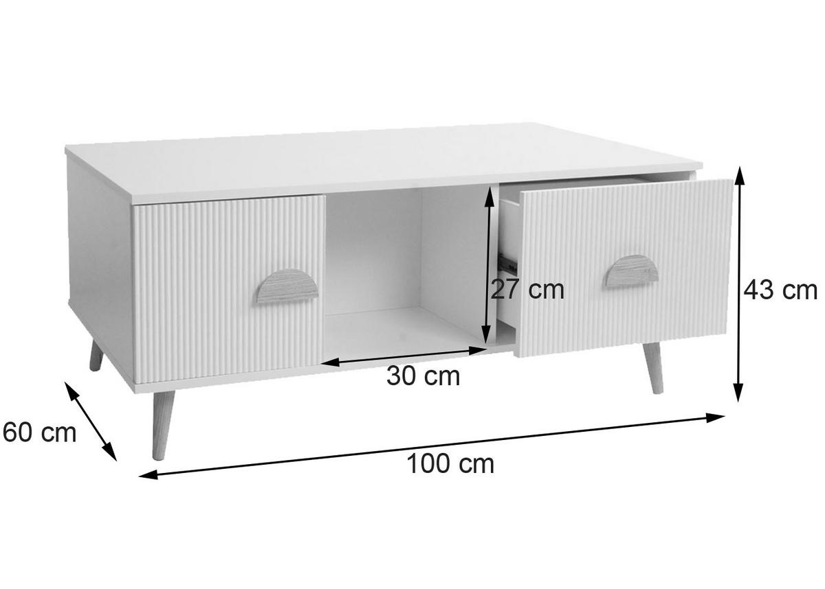 COUCHTISCH eckig Weiß - Weiß, Holz (60/100/43cm) - MCW