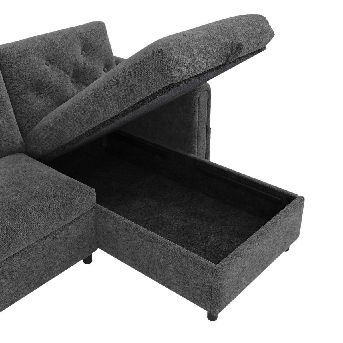 ECKSOFA 281/132/86 cm Grau - Grau, Textil (132/281cm)
