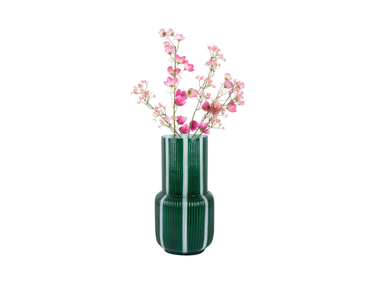 VASE Rayado Retro High - Grün - 32,5 cm - Grün, Glas (32cm) - Present Time