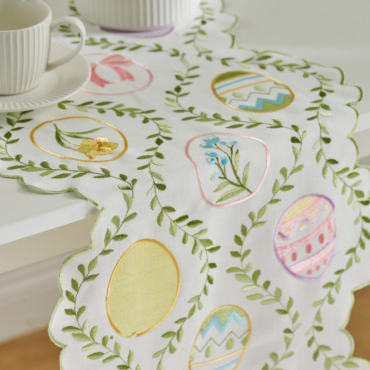 TISCHLÄUFER Pisani - Grün, Textil (174/35/1cm) - home&you