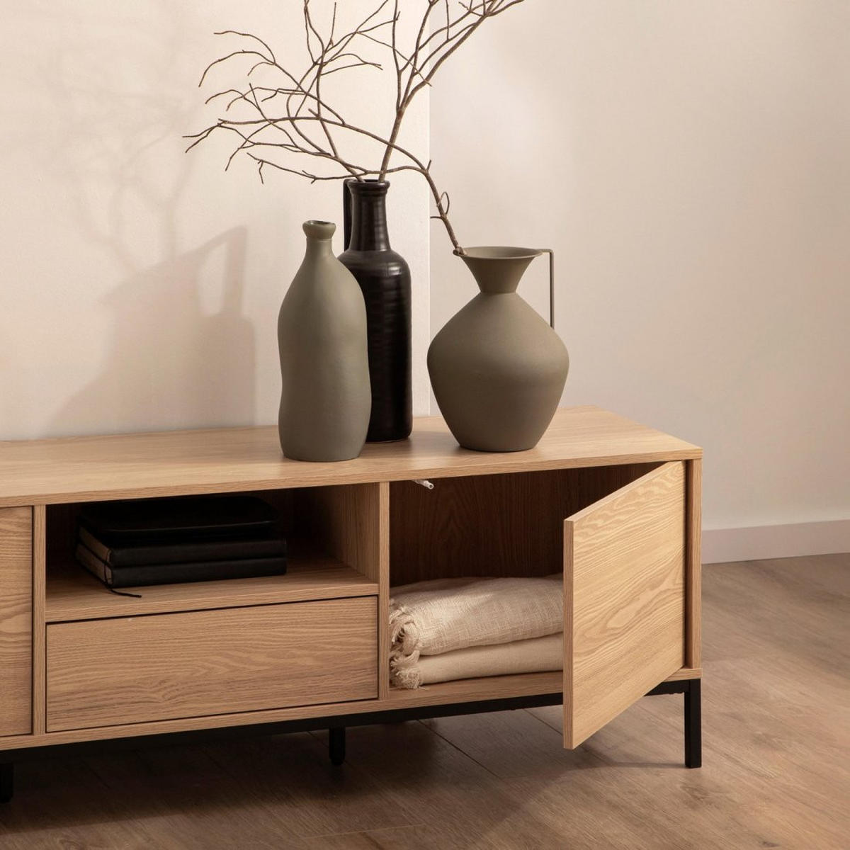 TV-ELEMENT 160 Remi Natürlich 160 cm x 50 cm - Naturfarben, Holzwerkstoff (160/50/40cm) - Klast Home