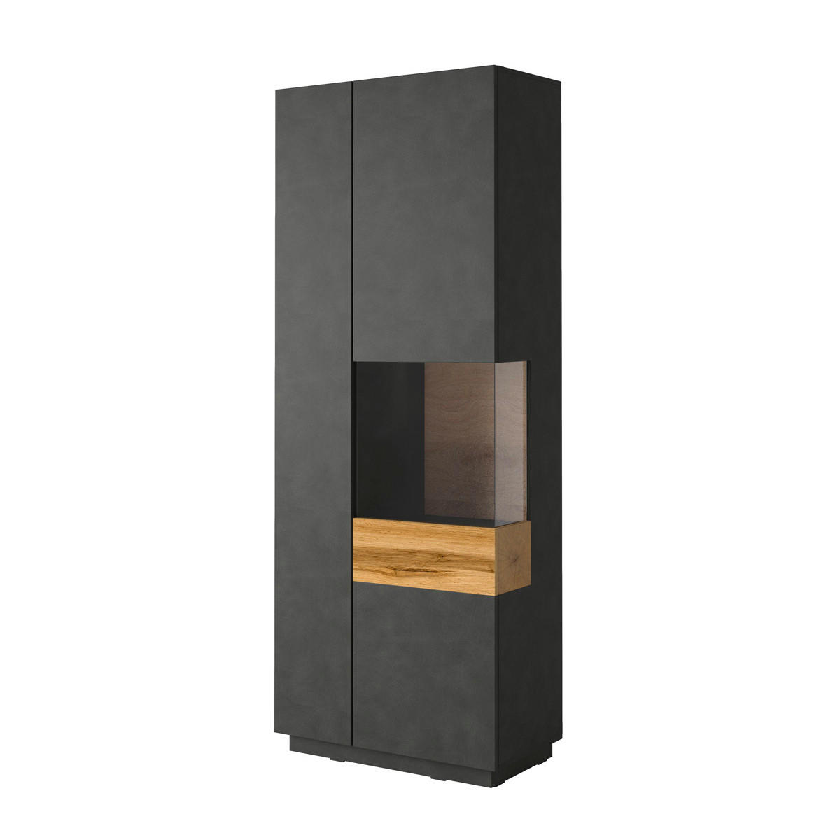 VITRÍNA Andrea Antracitově šedá a dřevo - šedá, kompozitní dřevo (80/207/40cm) - Petits-meubles