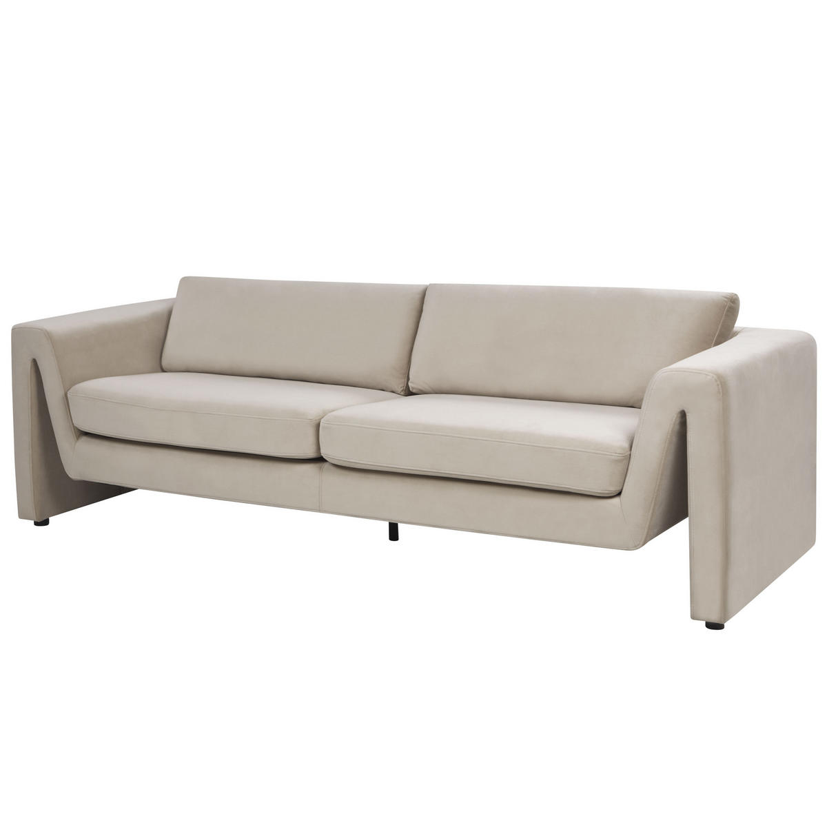 3-SITZER-SOFA Samtstoff taupe Maunu - Taupe/Schwarz, Textil (237/76/83cm) - Beliani