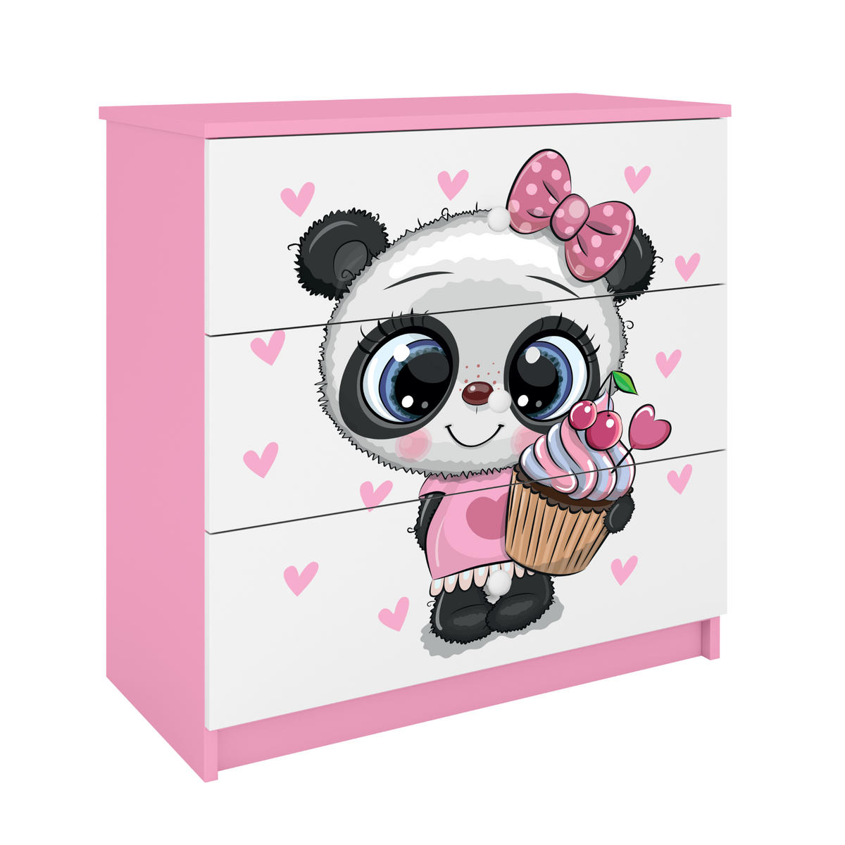 KOMMODE Babydreams Panda 81/81/41 - Rosa, Holzwerkstoff (81/81/41cm) - RAUMHIRSCH FURNITURE