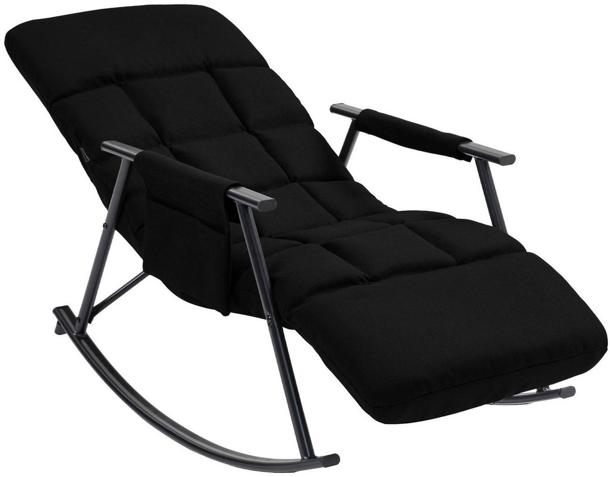 SCHAUKELSTUHL Mika Indoor 61x100x66cm Stoff Schwarz Liegestuhl - Schwarz, Kunststoff (61/66/100cm) - DELUKE