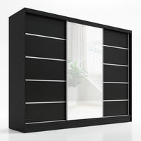 SCHWEBETÜRENSCHRANK 200 cm AURELIA 1 Farbe: Schwarz - Schwarz, Holzwerkstoff (200/215/60cm) - A&J MöbelLand