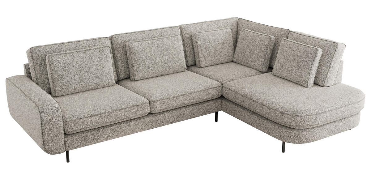 ROHOVÁ SEDAČKA CALENO L - Světle šedá Strukturovaná látka - Levá Strana - černá/světle šedá, kov/textil (317/225cm) - MKS