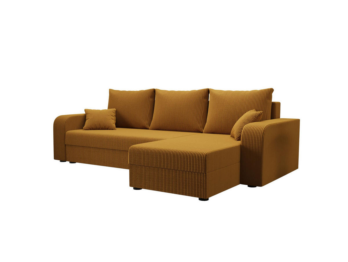 ECKSOFA HEWLET L BIS Zoom 9 Links mit Schlaffunktion - Currygelb, Textil (240/140cm) - Bedante
