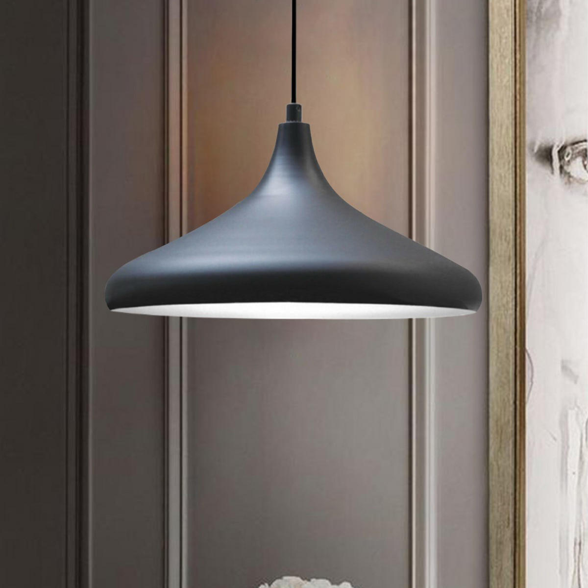 PENDELLEUCHTE Champion 35/20 cm - Schwarz/Weiß, Metall (20/35/20cm) - Bamyum