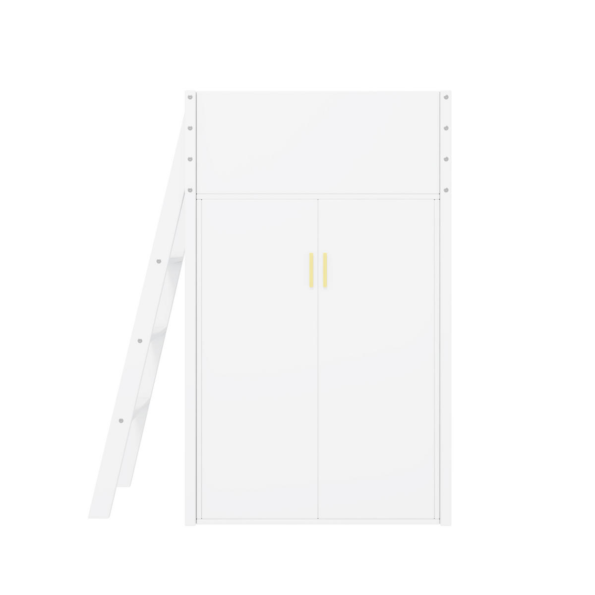 HOCHBETT 90/200 cm in Weiß – mit Schreibtisch, Kleiderschrank und Leiter - Weiß, Holzwerkstoff (90/200cm) - BEAOK