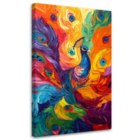 LEINWANDBILD Bunter Pfau Moderne Abstraktion 80x120cm - Multicolor, Textil (80/120cm) - Feeby
