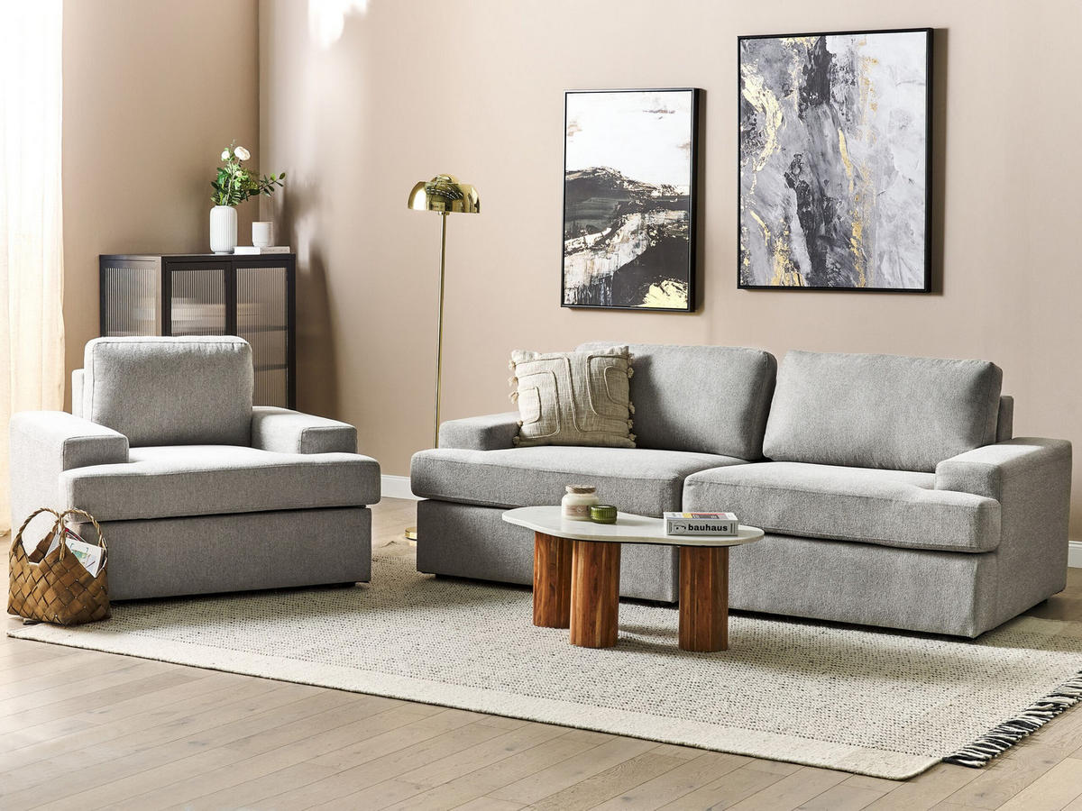 SOFA-SET 4-sitzer hellgrau Alla - Grau, Textil (112/112/208cm) - Beliani