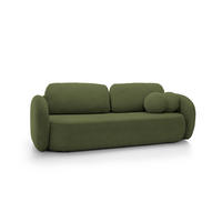 SOFA OLIO Mit Schlaffunktion Und Bettkasten, Bonell-Taschenfederung, Aragon-Stoff, lose Rückenkissen, freistehend, 238x101x86 cm Green - Grün, Holz/Textil (238/86/101cm) - DomoHome
