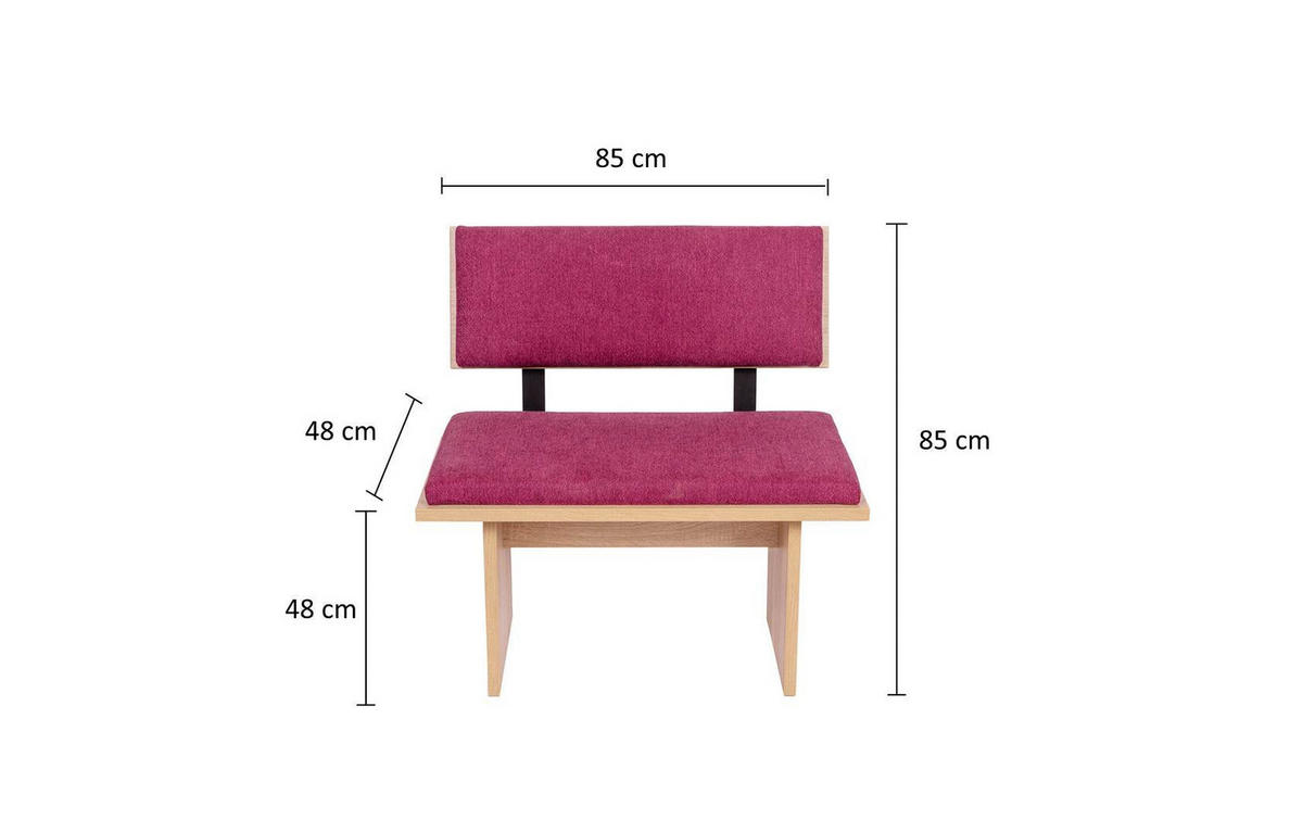 SITZBANK Die Stilvolle - Eichefarben/Violett, Holzwerkstoff/Textil (48/85/85cm) - Kundler Home