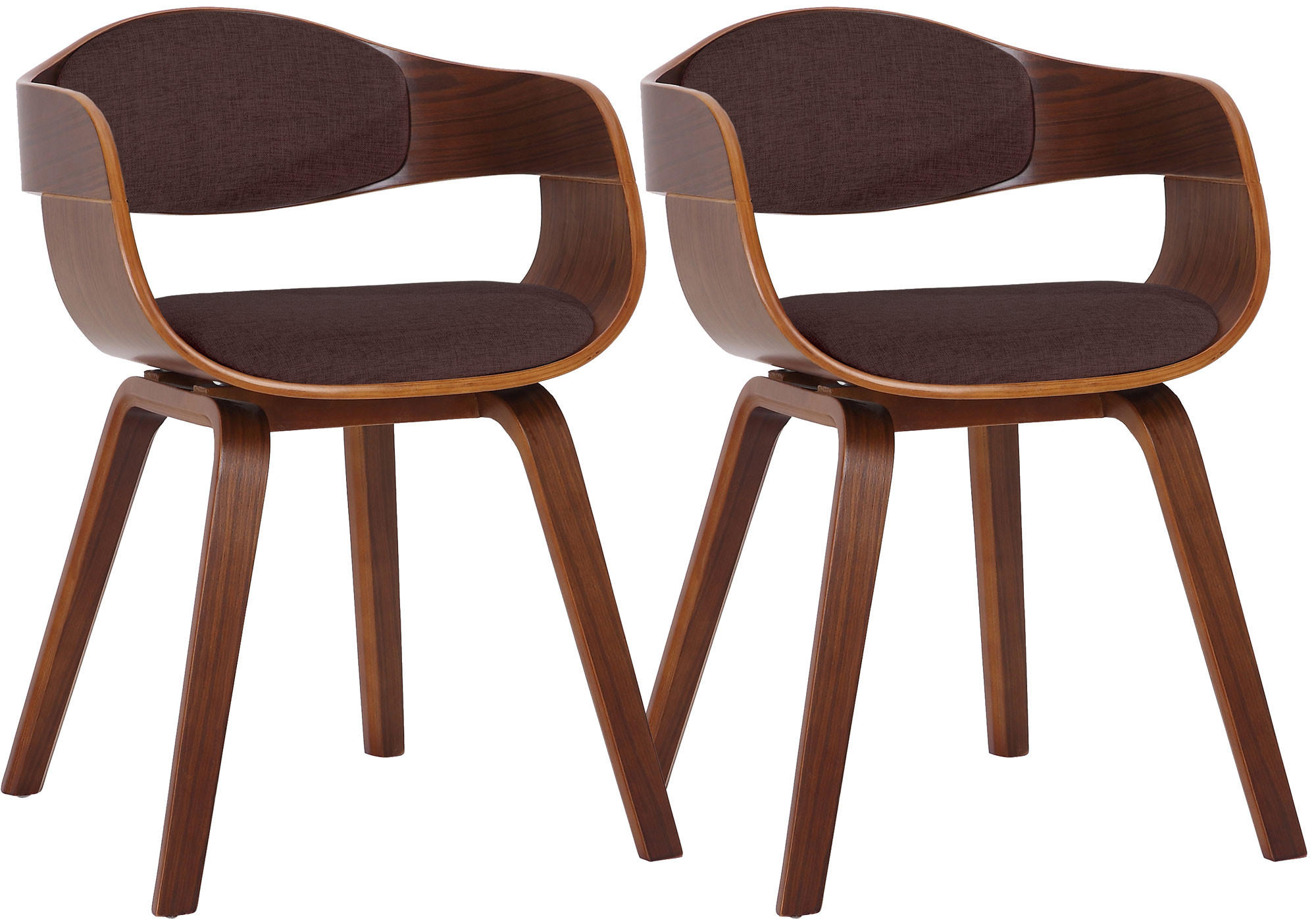 ARMLEHNENSTUHL 2er Set Stoff Walnuss/Braun - Walnussfarben/Braun, Holz/Textil (49/73/46cm) - CLP
