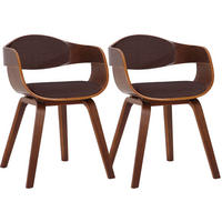 ARMLEHNENSTUHL 2er Set Stoff Walnuss/Braun - Walnussfarben/Braun, Holz/Textil (49/73/46cm) - CLP