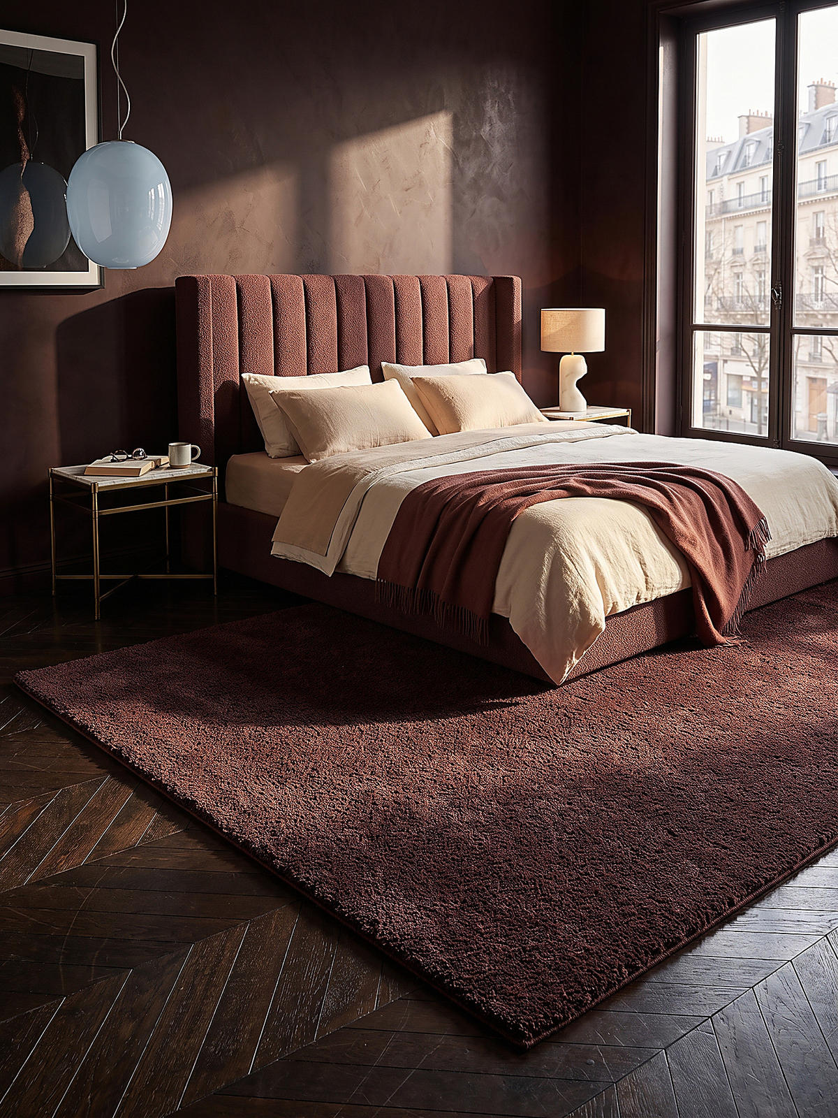 HOCHFLORTEPPICH Antirutsch Uni ALDAN Polyester Bordeauxrot 140 x 200 cm - Rot, Textil (140/200cm) - KADIMA DESIGN