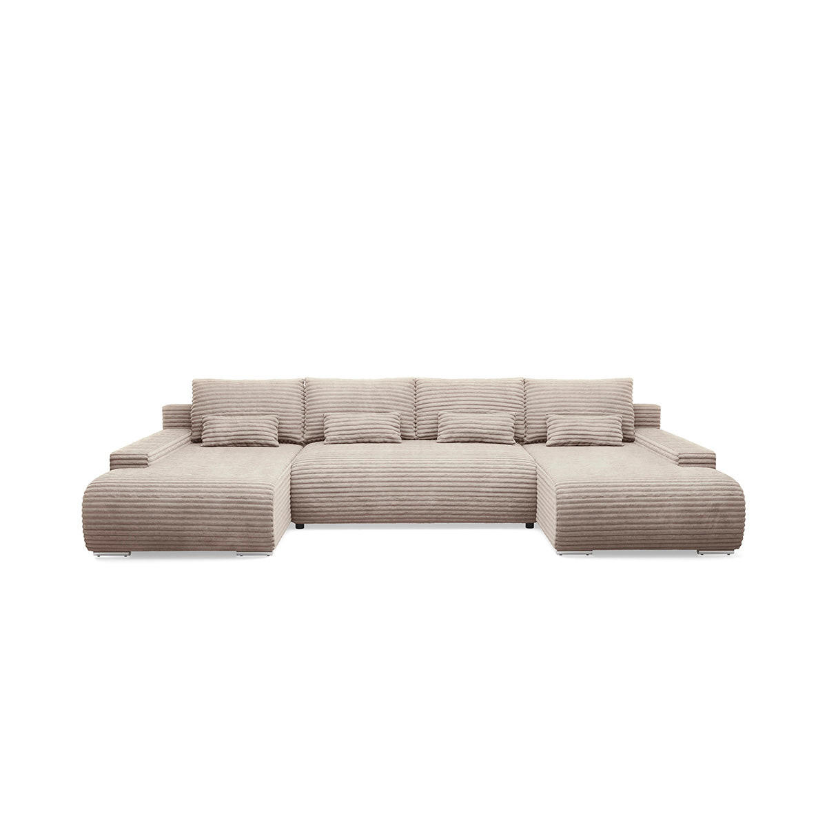 PANORAMASOFA Ivana 4 Sitzplätze Taupe - Taupe, Holz (350/85/172cm) - Petits-meubles