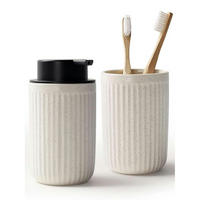 SEIFENSPENDER mit Zahnbürstenhalter Keramik Beige 350ml - Beige, Keramik (8/14/8cm)