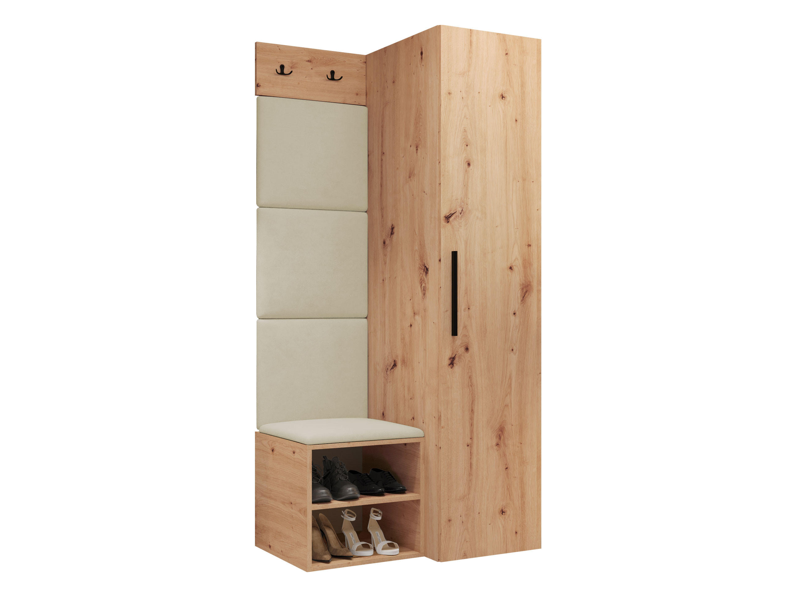 MOBILIER PENTRU HOL Medi III - bej/stejar Artisan, material plastic/compozit lemnos (40/191/50cm) - MIRJAN24
