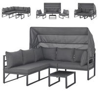 GARTENLOUNGE Maui Grau - Dunkelgrau/Grau, Metall - SVITA