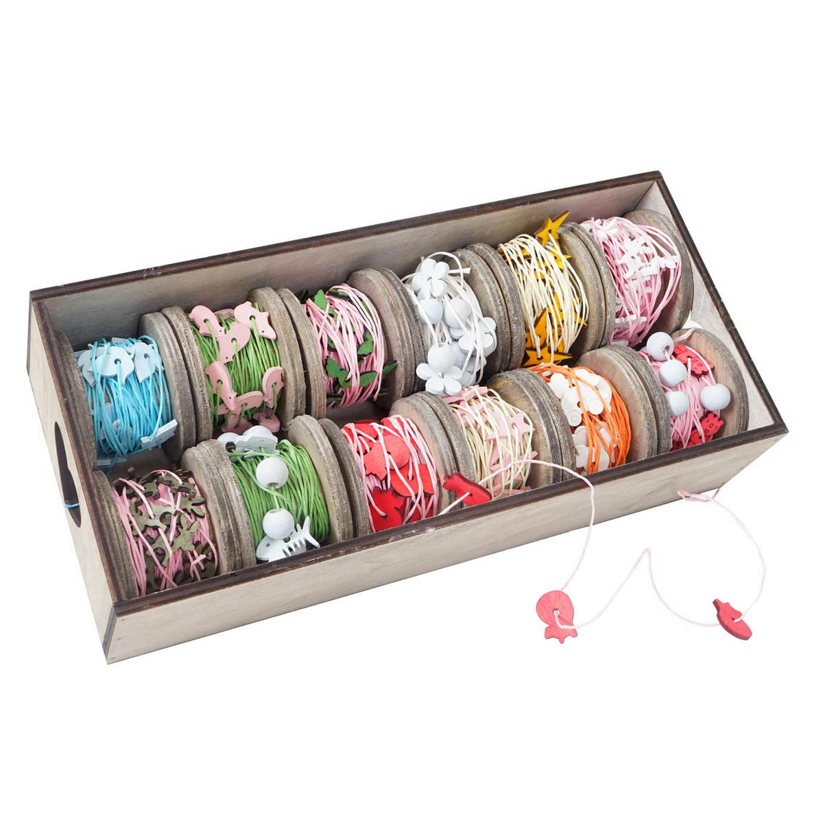 DEKO-BOX SCHNUR 12 ROLLEN Multicolor 12er-Set - Multicolor, Textil (35/8/16cm) - Jamb