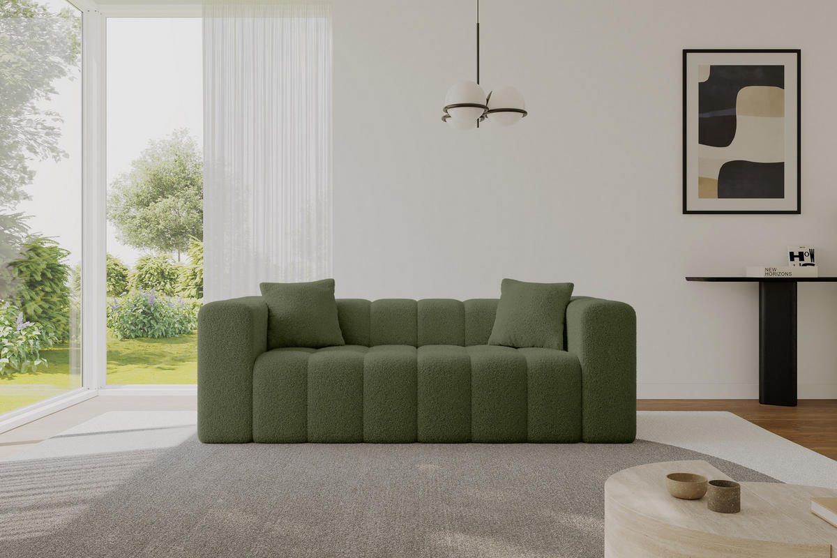 POHOVKA 2-MÍSTNÁ DONY-2 232x90x71 cm Zelená Buklé - černá/zelená barva, kompozitní dřevo/textil (232/71/90cm) - ALTDECOR