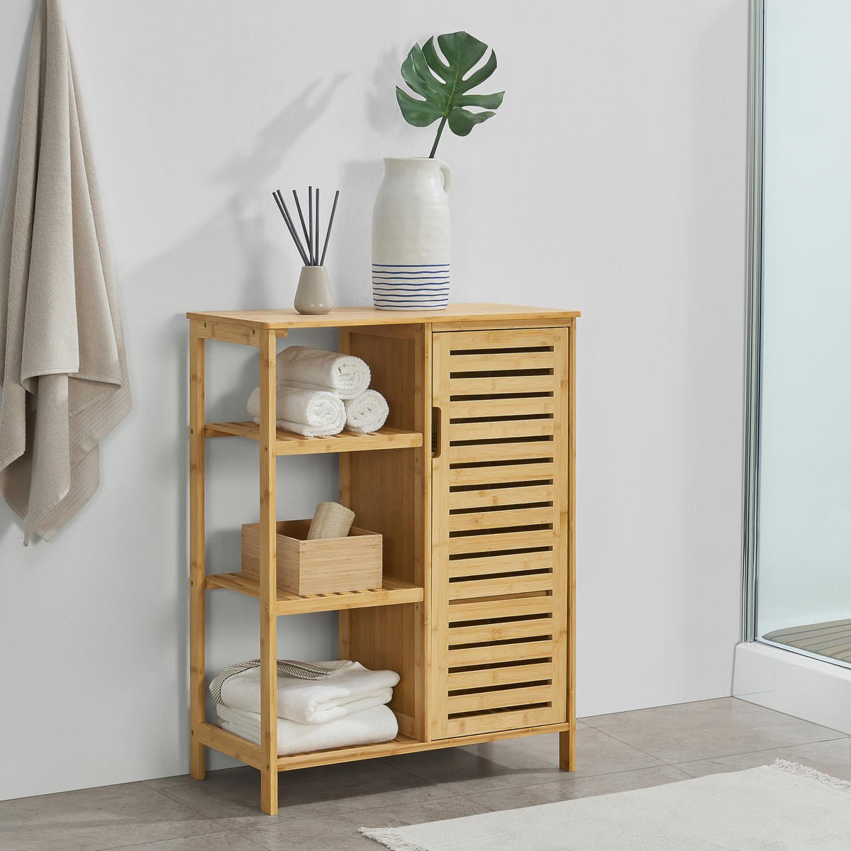 BADEZIMMERSCHRANK Vetlanda - Naturfarben, Holz (66/87/33cm) - [en.casa]