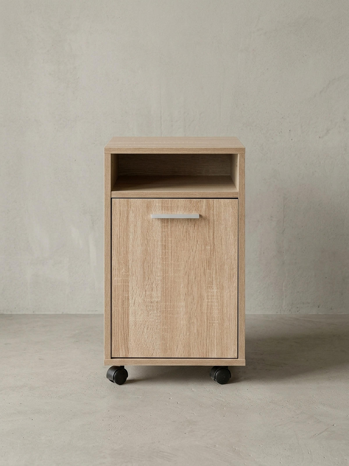 ROLLCONTAINER 2 Türfächer Ablage Rollen Mit Bremsen OSSOLA, Beige 33x38x60 cm - Beige/Schwarz, Holz/Kunststoff (33/60/38cm) - KADIMA DESIGN