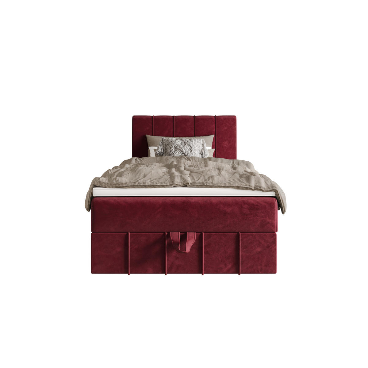 BOXBETT BAHAMA 90x200 Monolith 59, mit Matratze H3, Bonell und Topper, Rot - Rot, Holz/Kunststoff (90/200cm) - Bedante