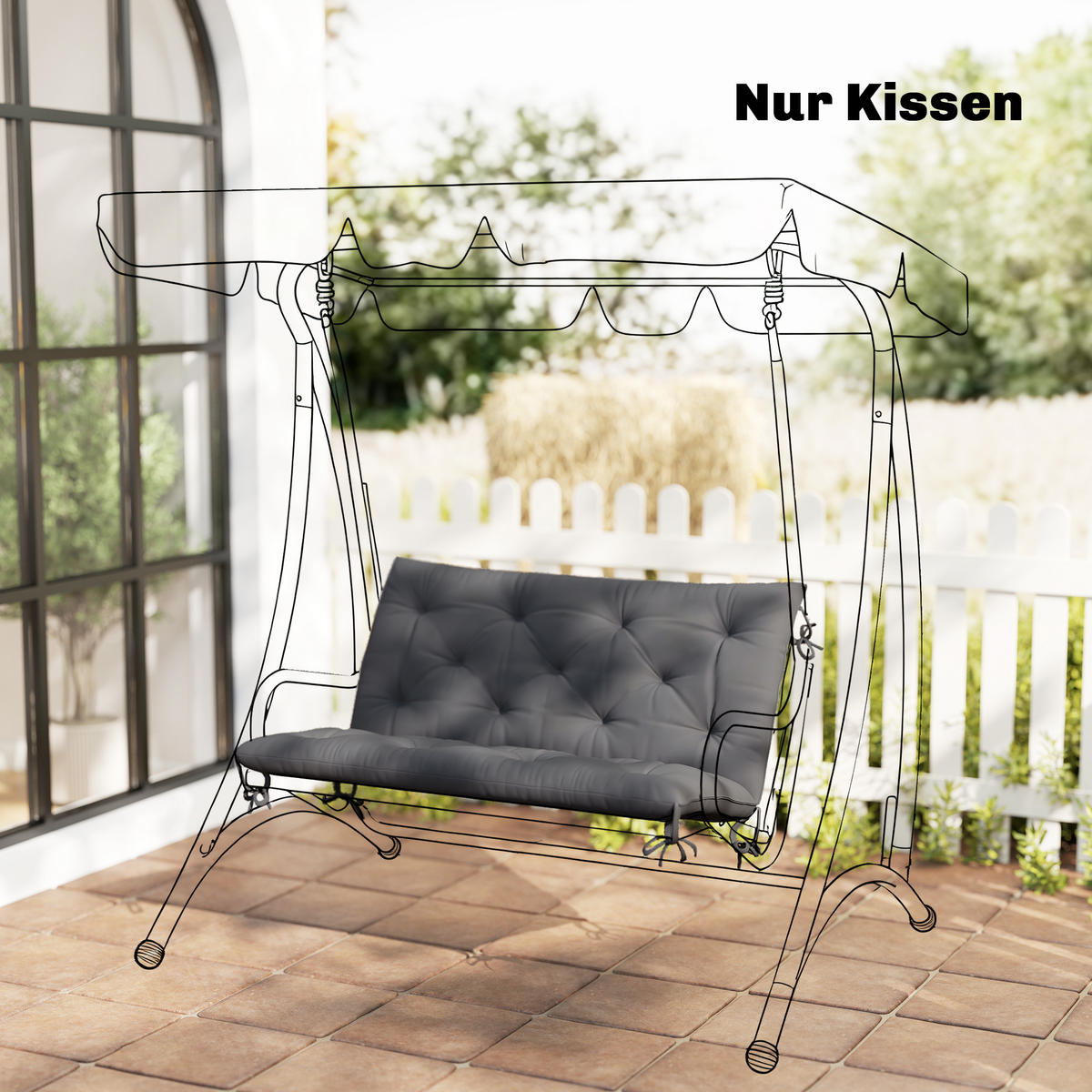 SITZKISSEN, Polyester, Dunkelgrau - Dunkelgrau, Textil (100/8/98cm) - Outsunny