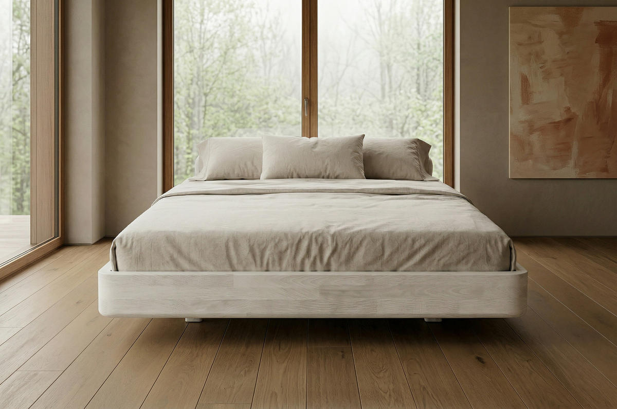 MASSIVHOLZBETT Lena Flat, 180/200, Buche - lackiert, Weiß - Weiß, Holz/Buchenholz (180/200cm) - Visby