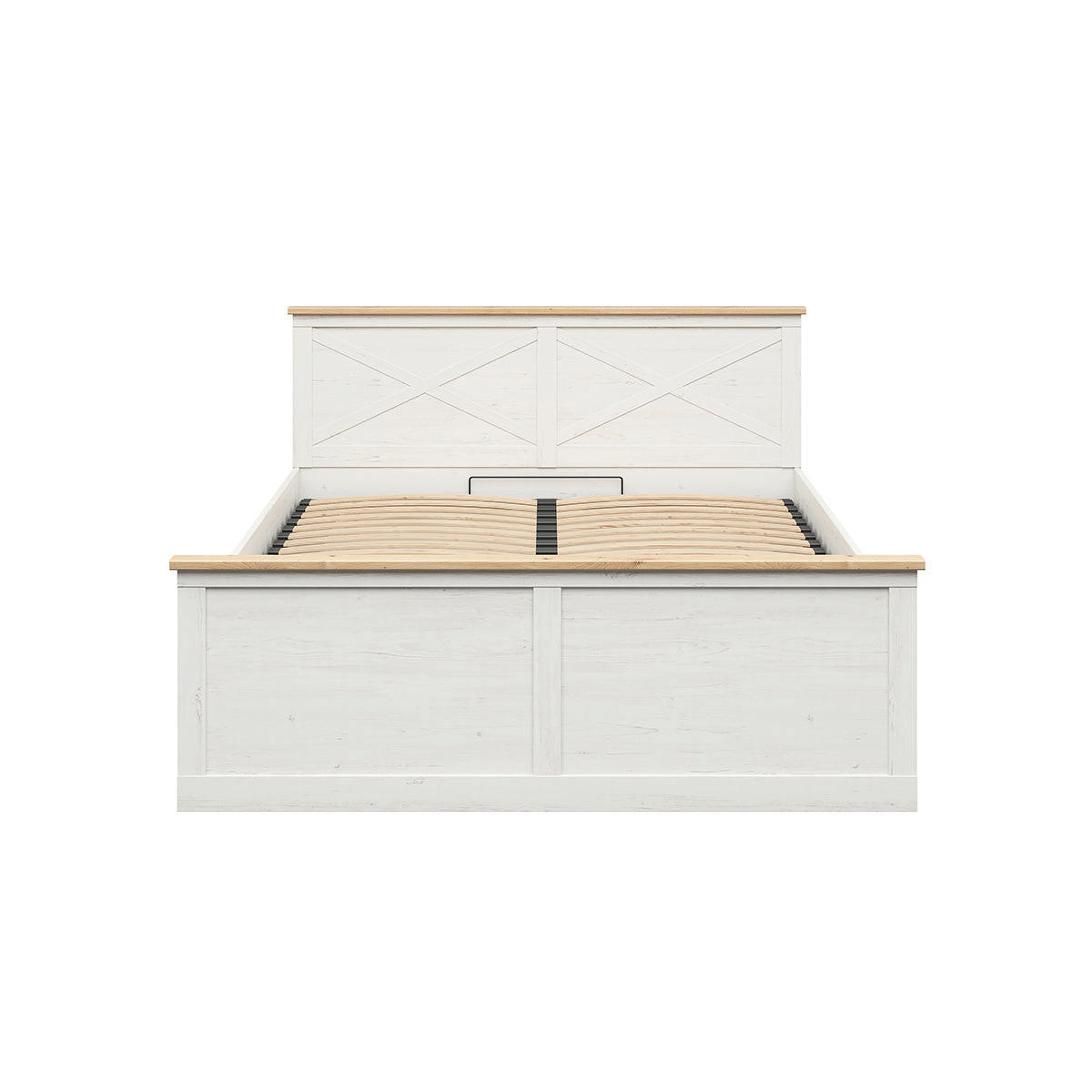BOXBETT 160/200 Victoria Weiß und Holz - Weiß, Holzwerkstoff (160/200cm) - Petits-meubles