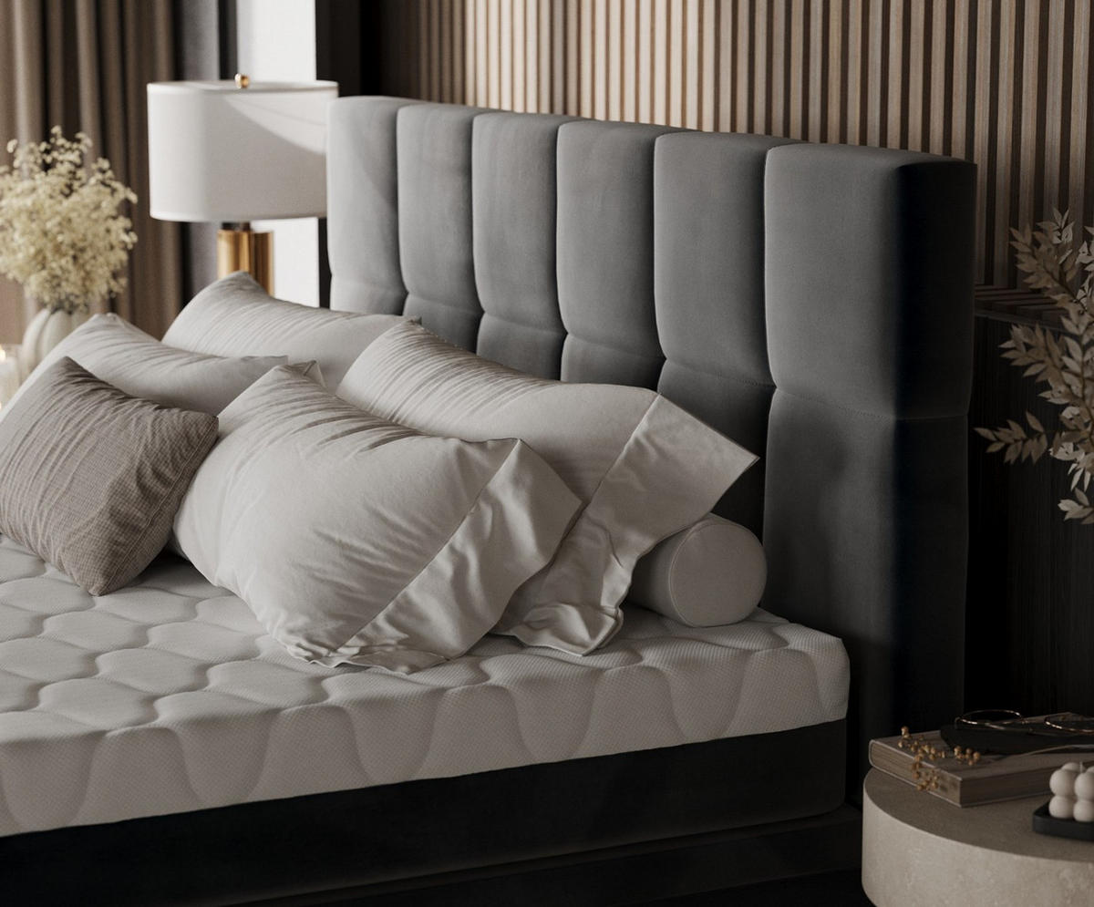 BOXBETT Elano 200/200 cm Anthrazit im Paros Stoff - Anthrazit/Schwarz, Holz/Holzwerkstoff (200/200cm) - AltaBeds