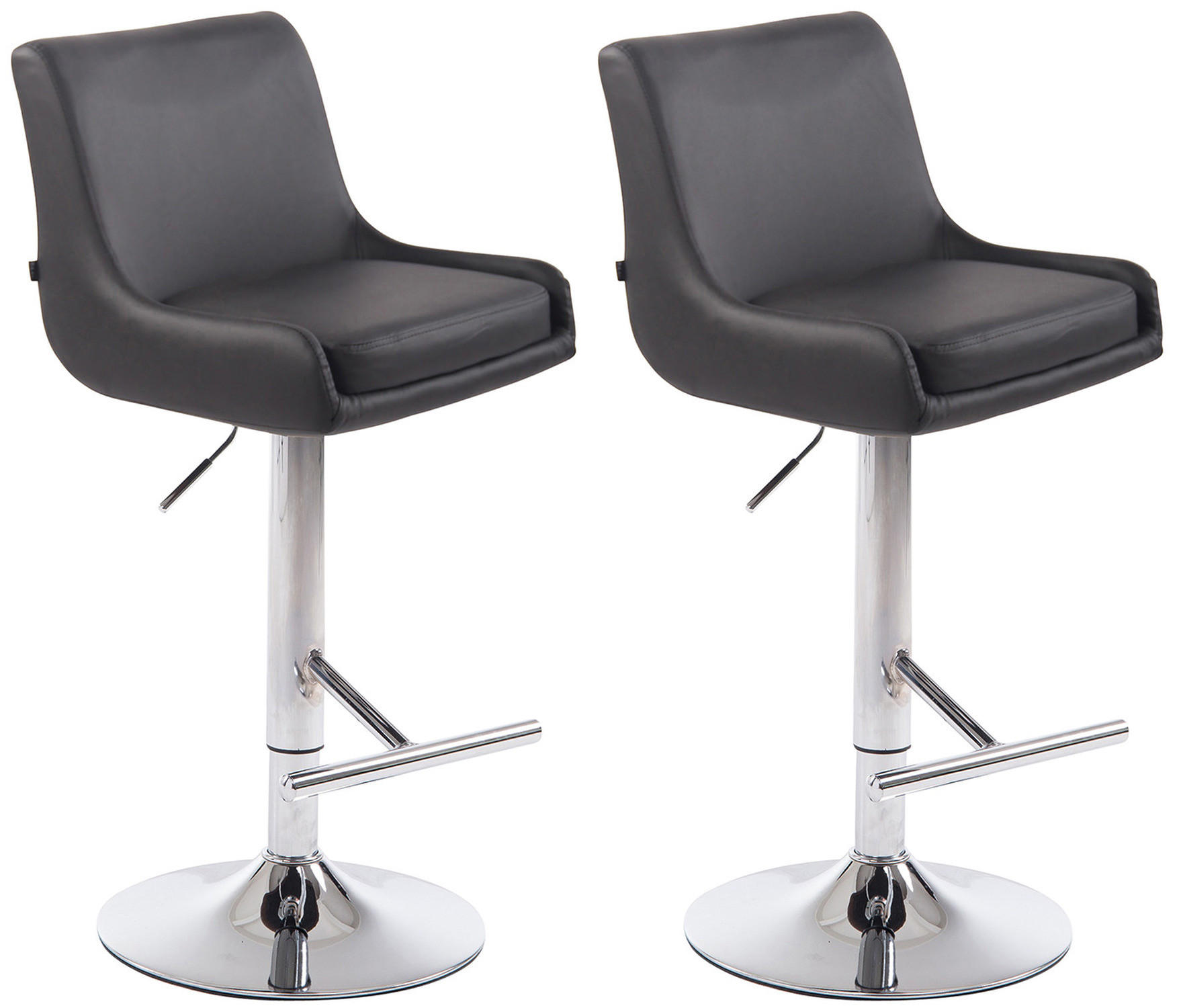 BARHOCKER Cludo, 2er Set, Gestell Metall in Chromoptik, Kunstleder Grau - Chromfarben/Grau, Kunststoff/Textil (43/100/50cm) - TPFLiving