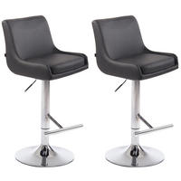 BARHOCKER Cludo, 2er Set, Gestell Metall in Chromoptik, Kunstleder Grau - Chromfarben/Grau, Kunststoff/Textil (43/100/50cm) - TPFLiving