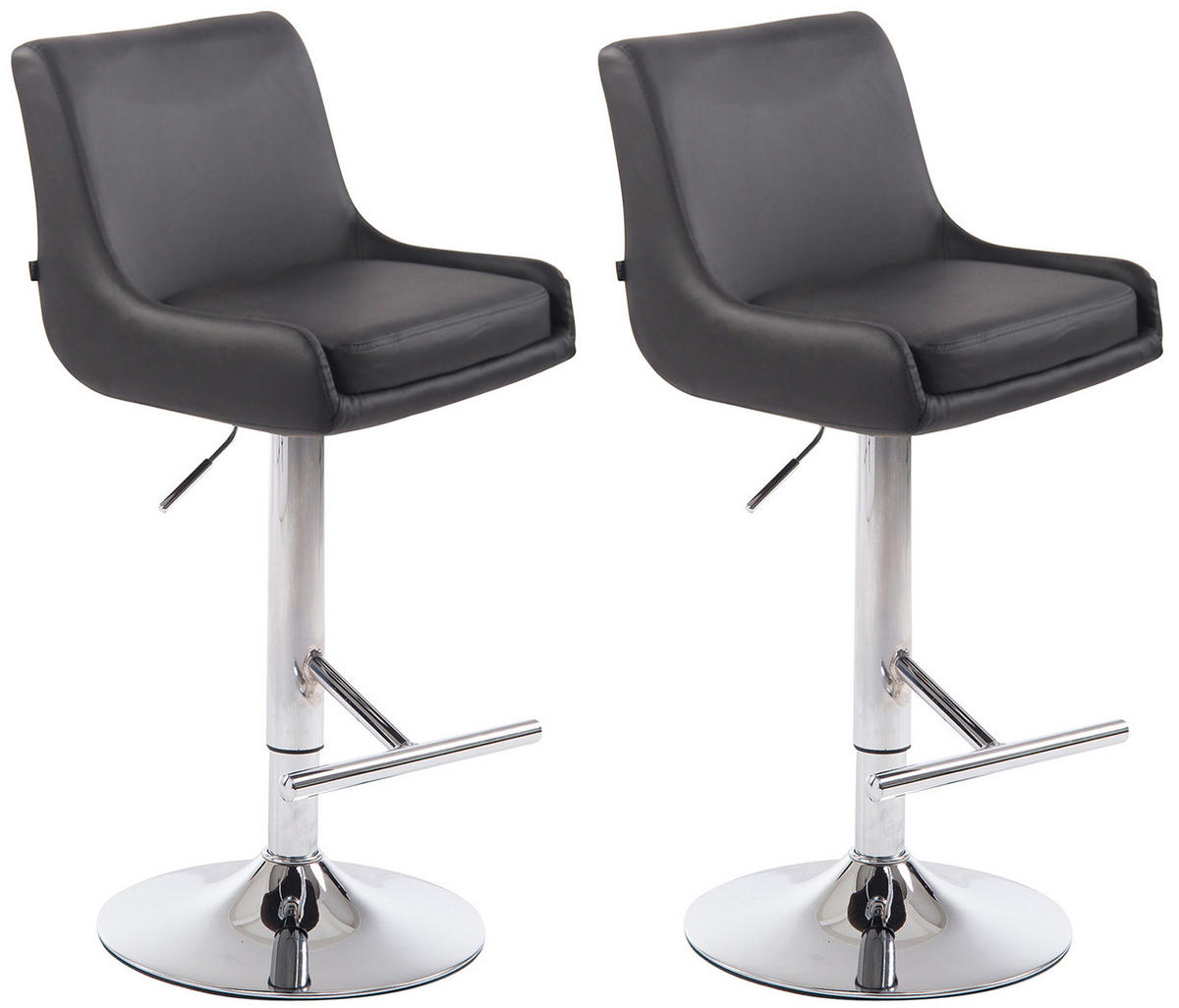 BARHOCKER Cludo, 2er Set, Gestell Metall in Chromoptik, Kunstleder Grau - Chromfarben/Grau, Kunststoff/Textil (43/100/50cm) - TPFLiving