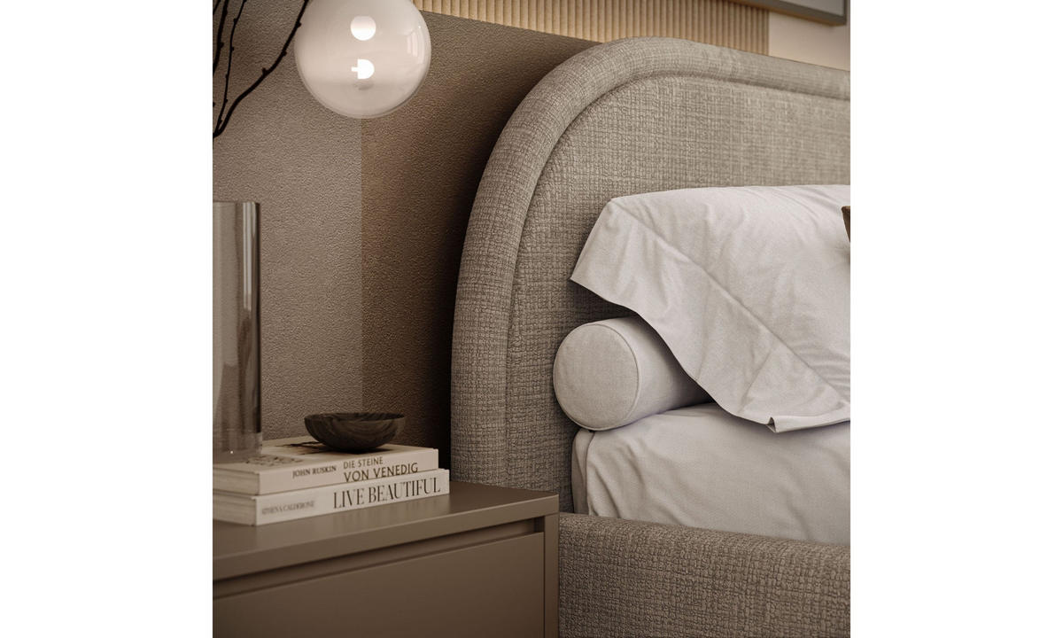 POLSTERBETT OLIVIA 140x200 cm Crem 02 34 Holzlatten - Beige, Textil (140/200cm) - Lookway