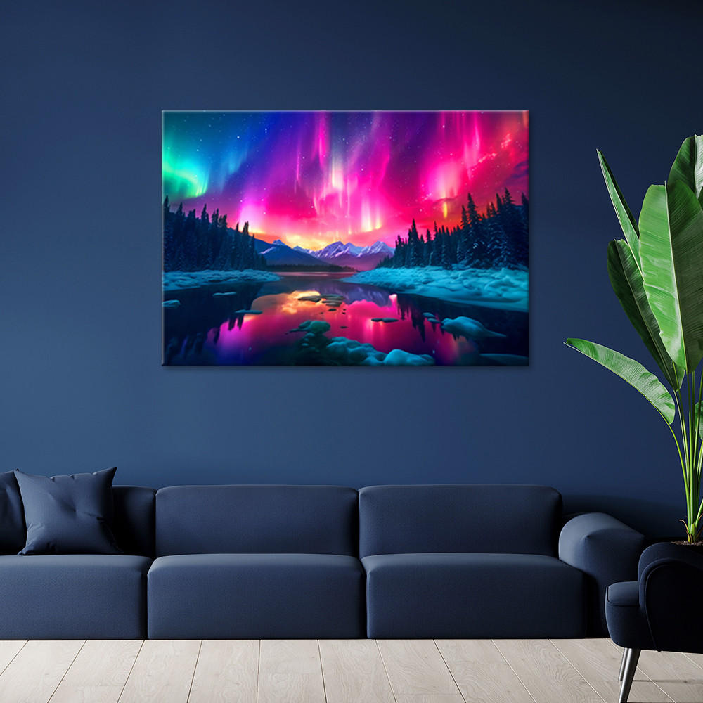 LEINWANDBILD Abstrakter Himmel Landschaft 100x70cm - Lila, Textil (100/70cm) - Feeby