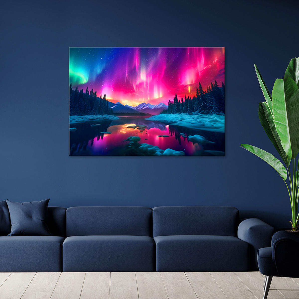LEINWANDBILD Abstrakter Himmel Landschaft - Lila, Textil (90/60cm) - Feeby