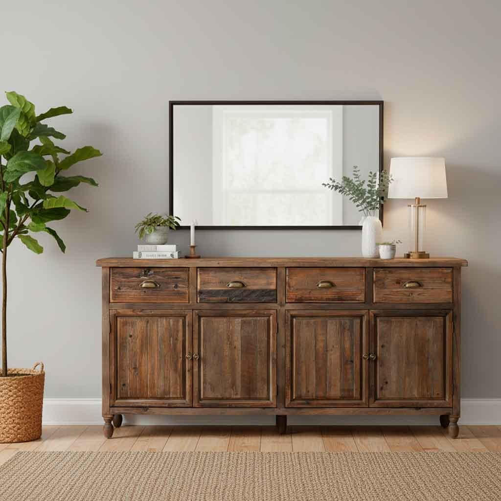 SIDEBOARD mit 4 schubladen und 4 türen 180x45x86 cm - Braun, Holz (180/86/45cm) - Wanderlust