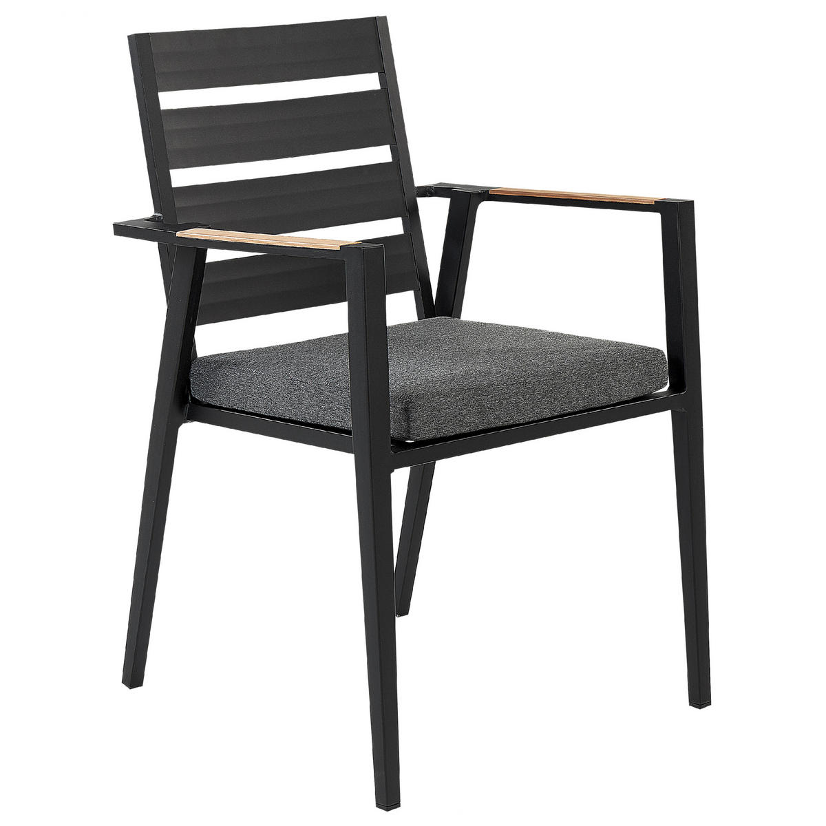 GARTENSTUHL 6er-Set Aluminium schwarz Taviano - Schwarz, Metall (54/86/58cm) - Beliani