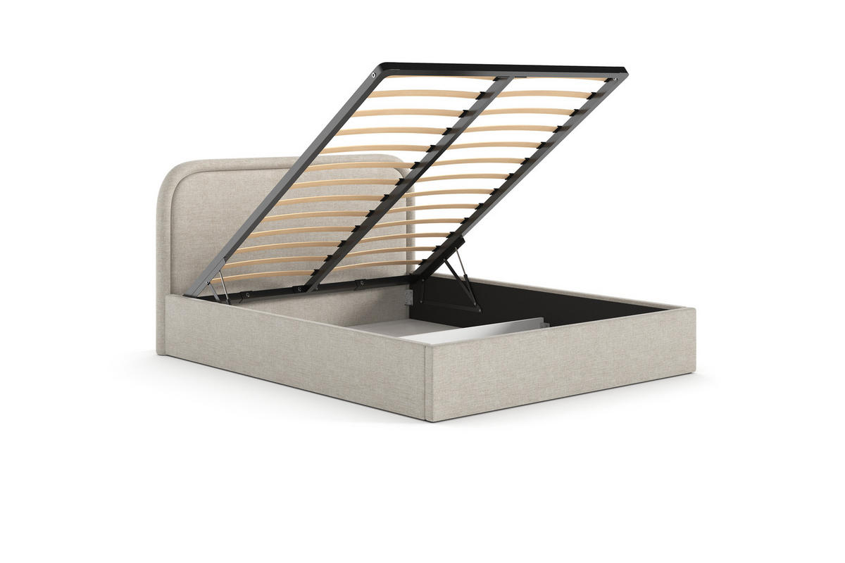 POLSTERBETT MONO mit Bettkasten, WIND-05 - 160x200 cm - Beige/Naturfarben, Holz/Textil (160/200cm) - mybed.