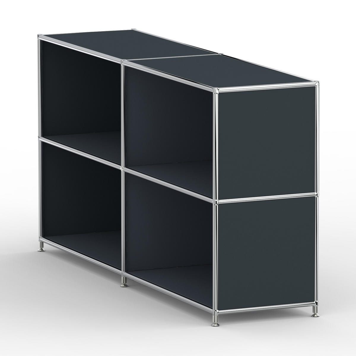 AKTENSCHRANK Büro, 4 offene Fächer, Breite 152 cm, Anthrazitgrau - Chromfarben/Grau, Metall (40/80.5/152.2cm) - Versee