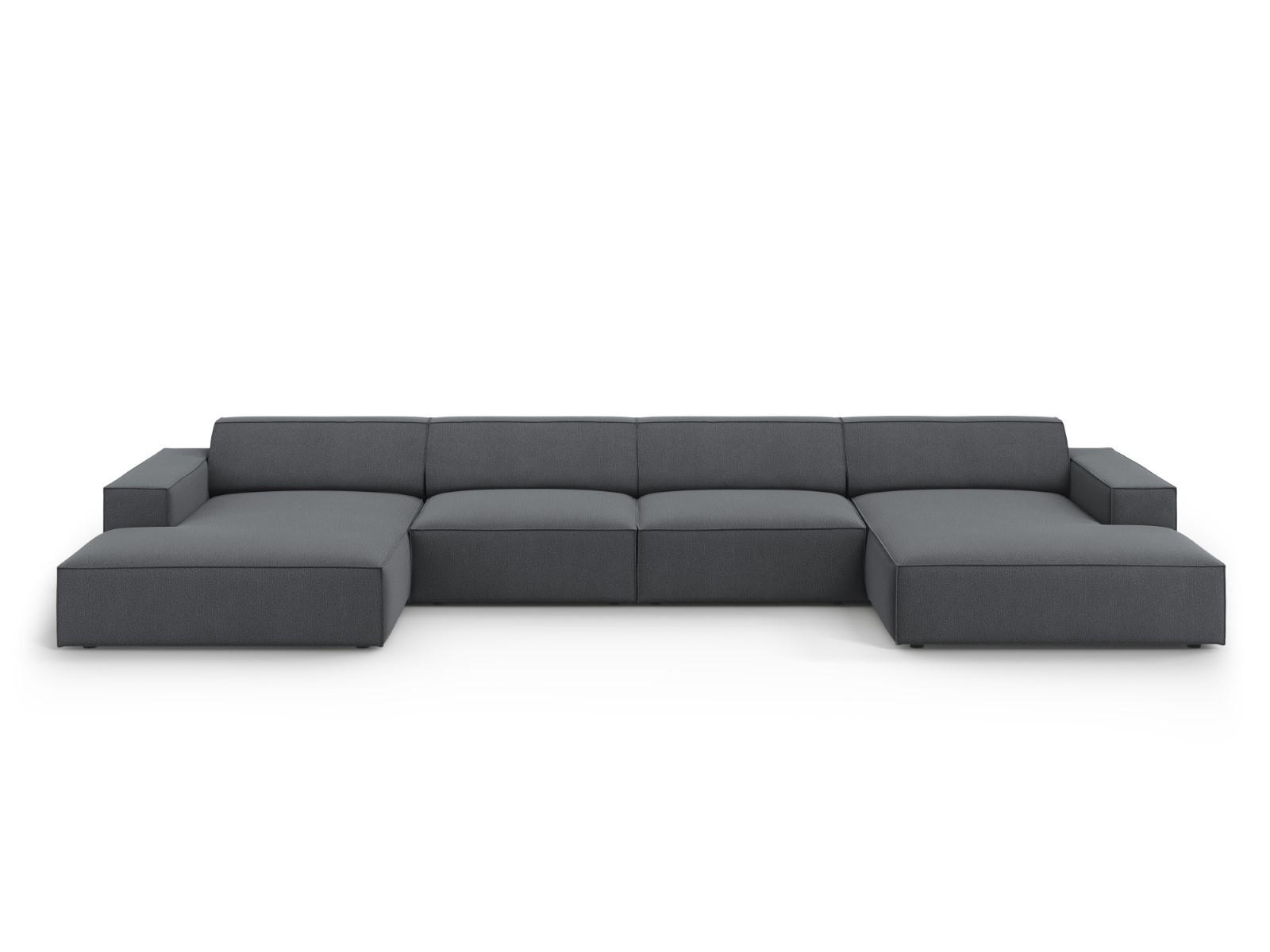 PANORAMASOFA Jodie aus strukturiertem Stoff dunkelgrau 6 Sitzplätze - Dunkelgrau, Textil (166/70/364cm) - Micadoni