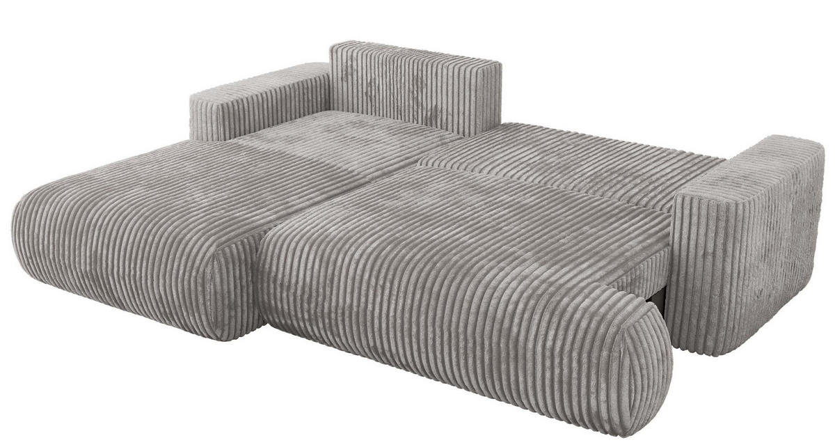 ECKSOFA OVO L Hellgrau Cord - Links Seite - Hellgrau/Schwarz, Kunststoff/Textil (271/195cm) - MKS