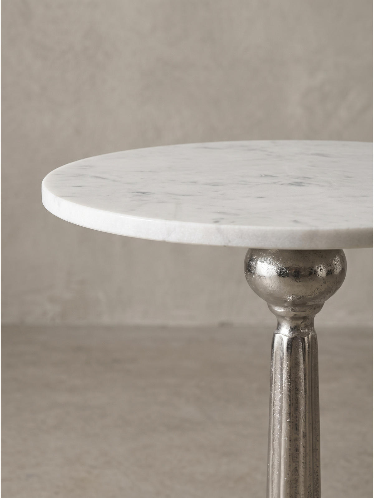 BEISTELLTISCH SARNANO, Marmor, Silber-Weiß, Ø 40 x 57 cm - Silberfarben, Stein/Metall (40/40/57cm) - KADIMA DESIGN