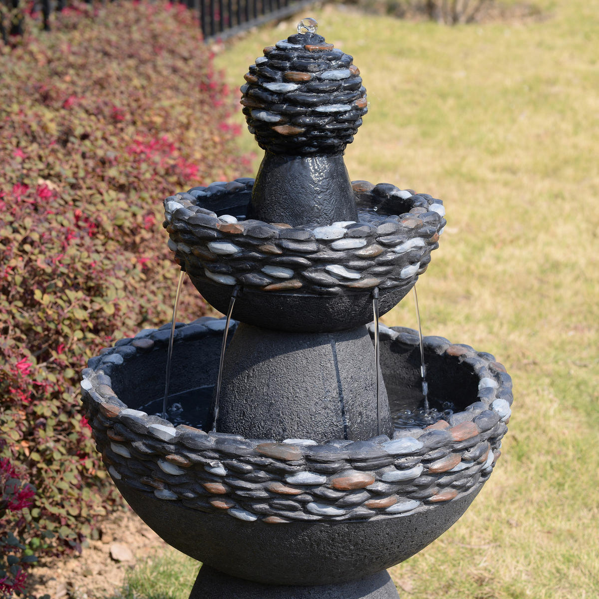 GARTENBRUNNEN Sockel dunkelgrau - Grau, Kunststoff (52/52/93cm) - Teamson Home