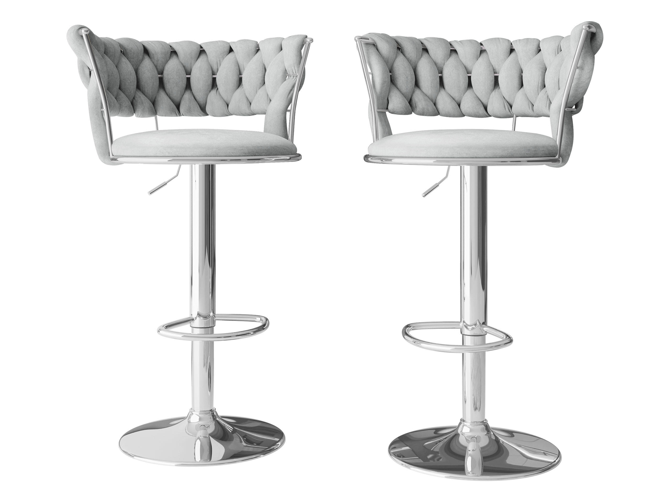 BARHOCKER-SET Muz BS-1141/CM (2 Stück in Samt) - Chromfarben/Grau, Textil/Metall (50/76/48cm) - MIRJAN24